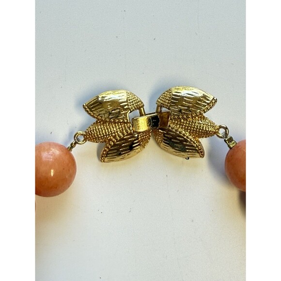 WA/YM Natural Stone Covered Beaded Orange Coral Colored Statement Necklace - Picture 9 of 9